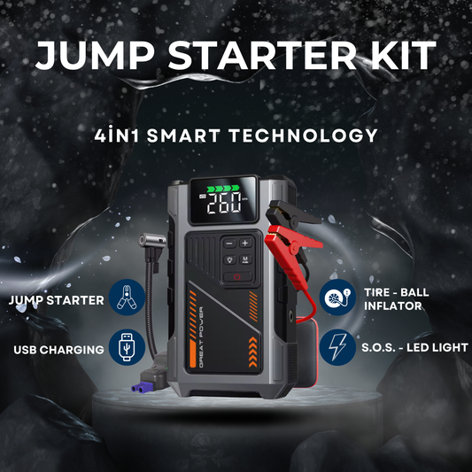 “4-in-1 Portable Jump Starter - Start Dead Cars in Seconds”