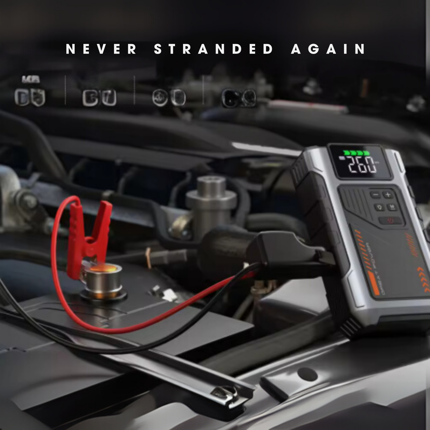 “4-in-1 Portable Jump Starter - Start Dead Cars in Seconds”
