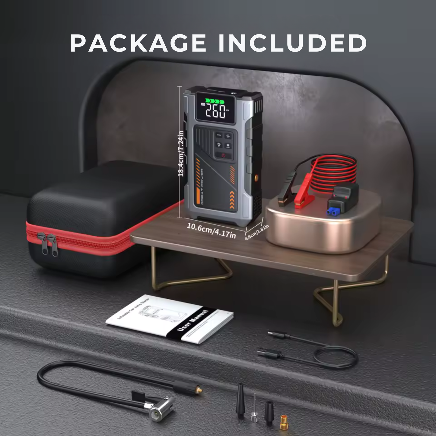 “4-in-1 Portable Jump Starter - Start Dead Cars in Seconds”