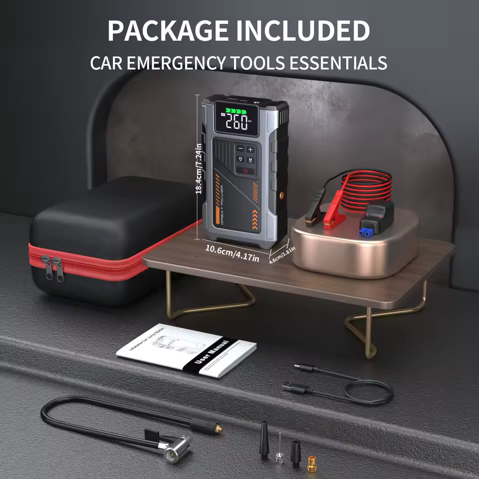 PJStarter - Portable Jump Starter - (4-in-1) 12V